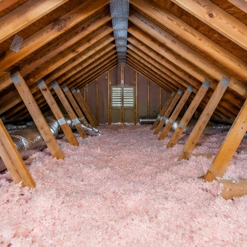 Attic insulation and structure inspection in a Knoxville home