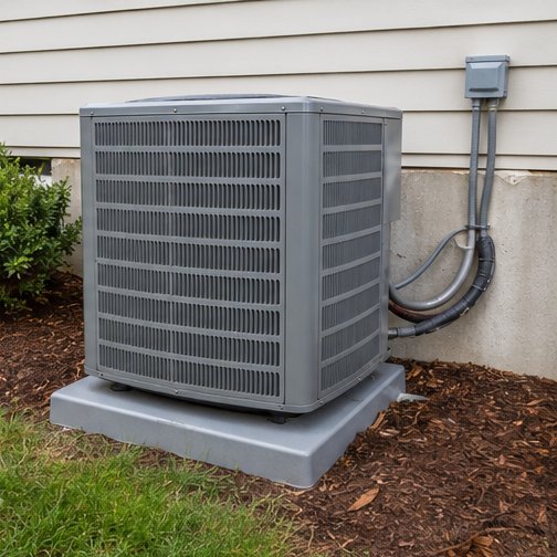 HVAC condenser unit inspection on an East Tennessee home