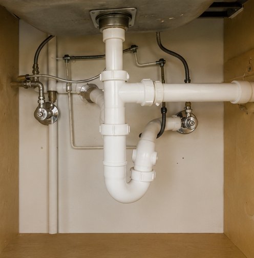 Under-sink plumbing supply and drain inspection